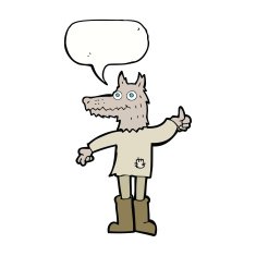 cartoon wolf man with speech bubble N42