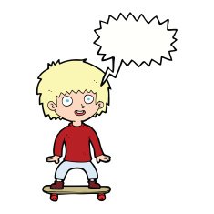 cartoon boy on skateboard with speech bubble N9
