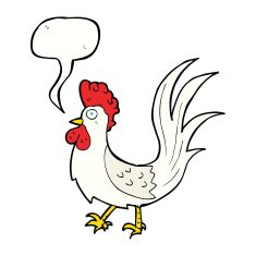 cartoon cockerel with speech bubble N26