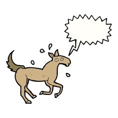 cartoon horse sweating with speech bubble N9