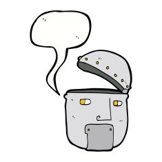 cartoon robot head with speech bubble N53