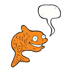 cartoon happy fish with speech bubble N20