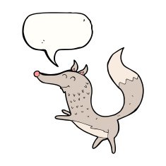cartoon happy wolf with speech bubble N17