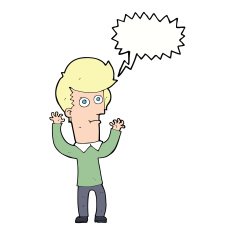 cartoon shocked man with speech bubble N98