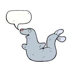 cartoon seal with speech bubble N18