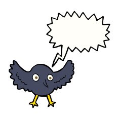 cartoon crow with speech bubble N13
