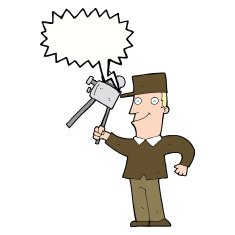 cartoon film maker with speech bubble N8