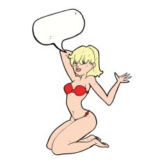 cartoon sexy bikini girl with speech bubble N9