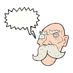 cartoon angry old man with speech bubble N126