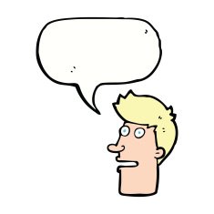 cartoon shocked male face with speech bubble N8