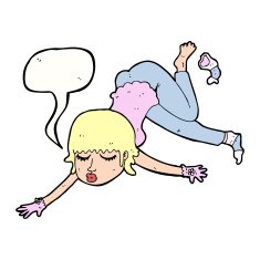 cartoon woman floating with speech bubble N9