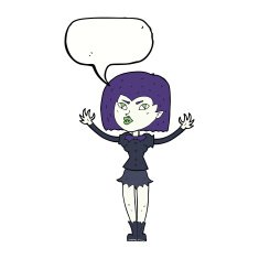 cartoon vampire girl with speech bubble N200