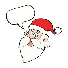 cartoon jolly santa claus face with speech bubble N9