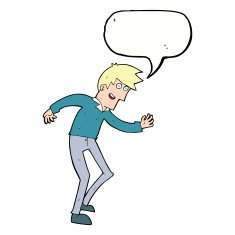 cartoon happy man dancing with speech bubble N35
