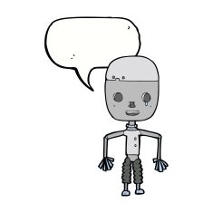 cartoon robot with speech bubble N169