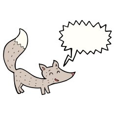 cartoon little wolf with speech bubble N18