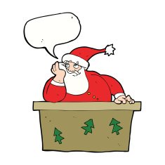 cartoon bored santa claus with speech bubble N8
