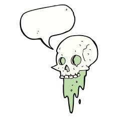 gross halloween skull cartoon with speech bubble N9