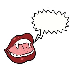 cartoon vampire lips with speech bubble N13