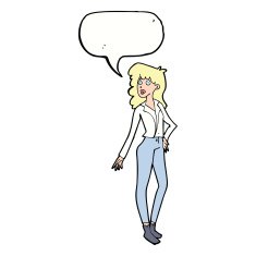 cartoon pretty woman with speech bubble N249