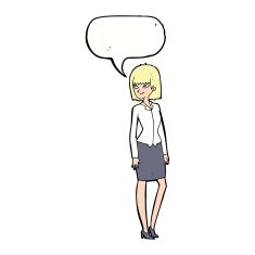 cartoon pretty businesswoman with speech bubble N9