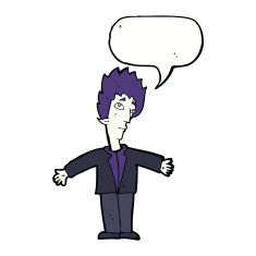 cartoon vampire man with speech bubble N106
