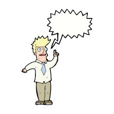 cartoon man with idea speech bubble N98