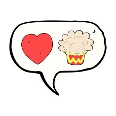 cartoon cupcake with speech bubble N2
