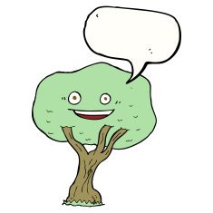 cartoon tree with speech bubble