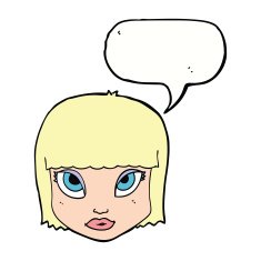 cartoon female face with speech bubble N134