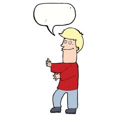 cartoon man gesturing with speech bubble N27