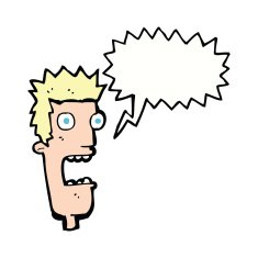 cartoon shocked man's face with speech bubble N8