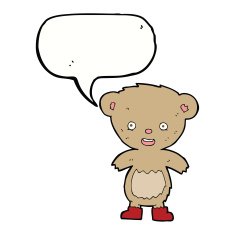 cartoon teddy bear with speech bubble N50