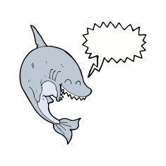 cartoon shark with speech bubble N35
