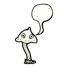 cartoon mushroom with speech bubble