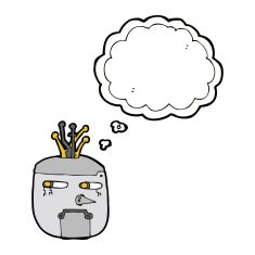 cartoon robot head with speech bubble N56