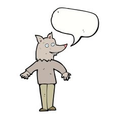cartoon happy werewolf with speech bubble N5