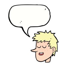 cartoon happy boy face with speech bubble N44