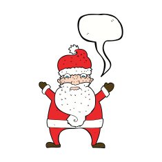 cartoon stressed out santa with speech bubble N9