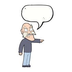 cartoon furious old man with speech bubble N9