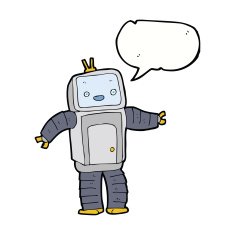 cartoon robot with speech bubble N170