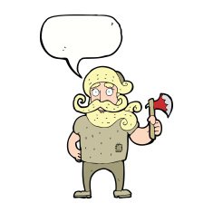 cartoon lumberjack with axe speech bubble N7