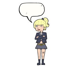 cartoon cool girl with speech bubble N25