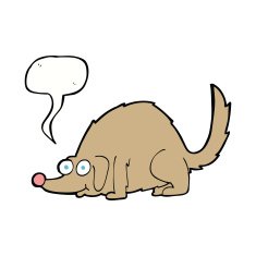 cartoon happy dog with speech bubble N71