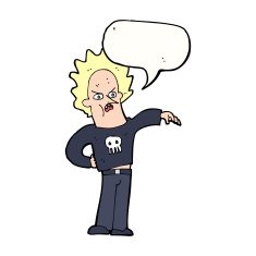 cartoon nasty boy with speech bubble N9