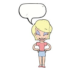 cartoon woman with hands on hips speech bubble N194