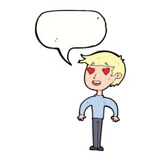 cartoon man in love with speech bubble N9