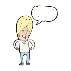 cartoon happy man with speech bubble N410