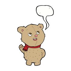 cartoon cute teddy bear with scarf speech bubble