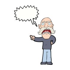 cartoon angry old man with speech bubble N127